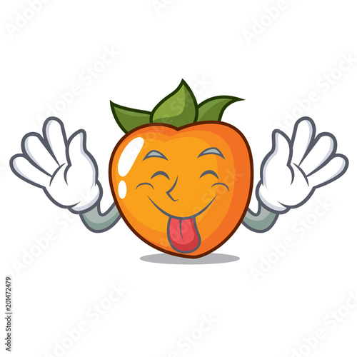 Tongue out persimmon mascot cartoon style