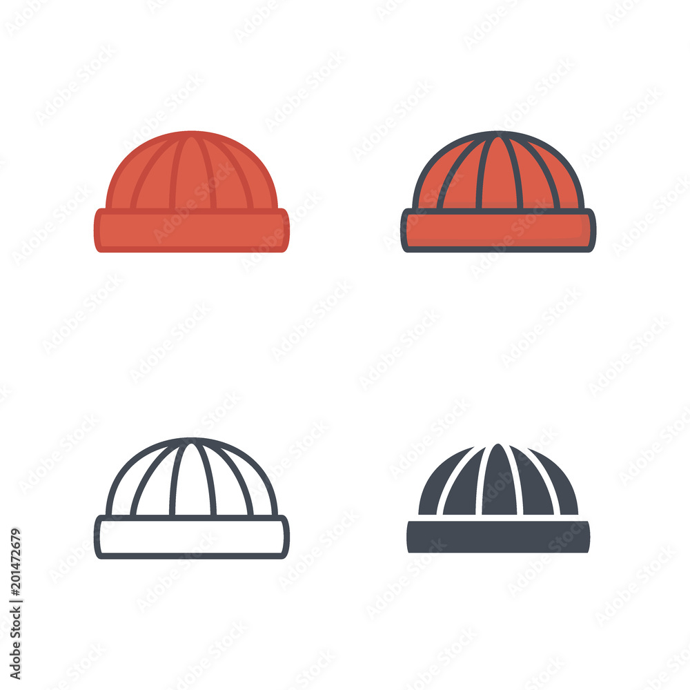 Fototapeta premium Winter hat clothes flat solid silhouette colored