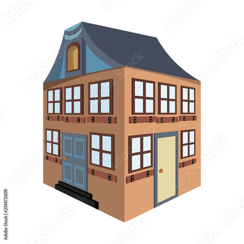 Volumetric image of the facade of the European home