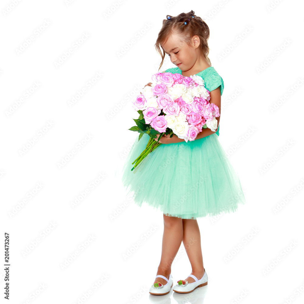 Little girl with a bouquet of flowers Little girl with a bouquet of flowers