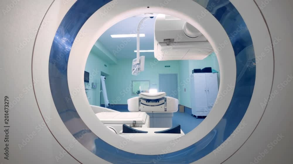 Moving parts of a tomography scanner. Panels of a new medical device