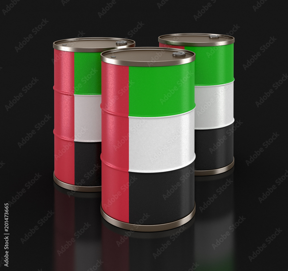 Oil barrel with flag of United Arab Emirates. Image with clipping path Oil barrel with flag of United Arab Emirates. Image with clipping path