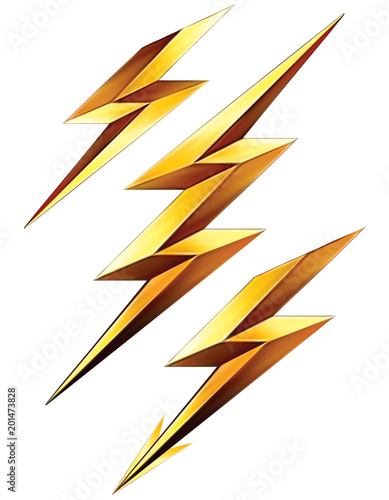 Lightning bolt set. Vector 3d illustration