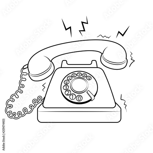 Red hot old phone coloring book vector