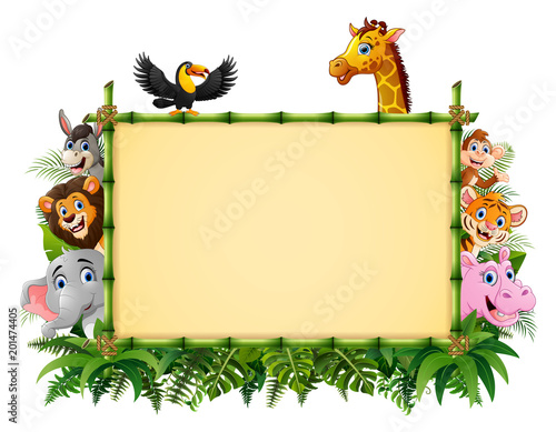 Photography Animals with a blank sign bamboo