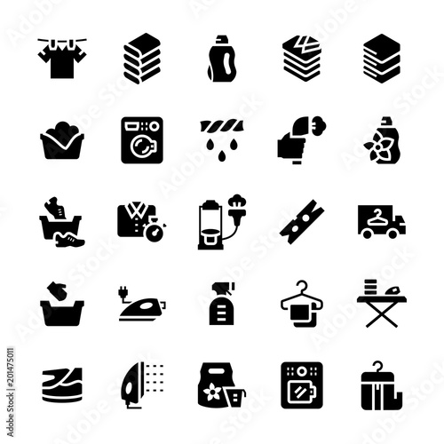 Laundry service icon set in flat style. Vector illustration. photo