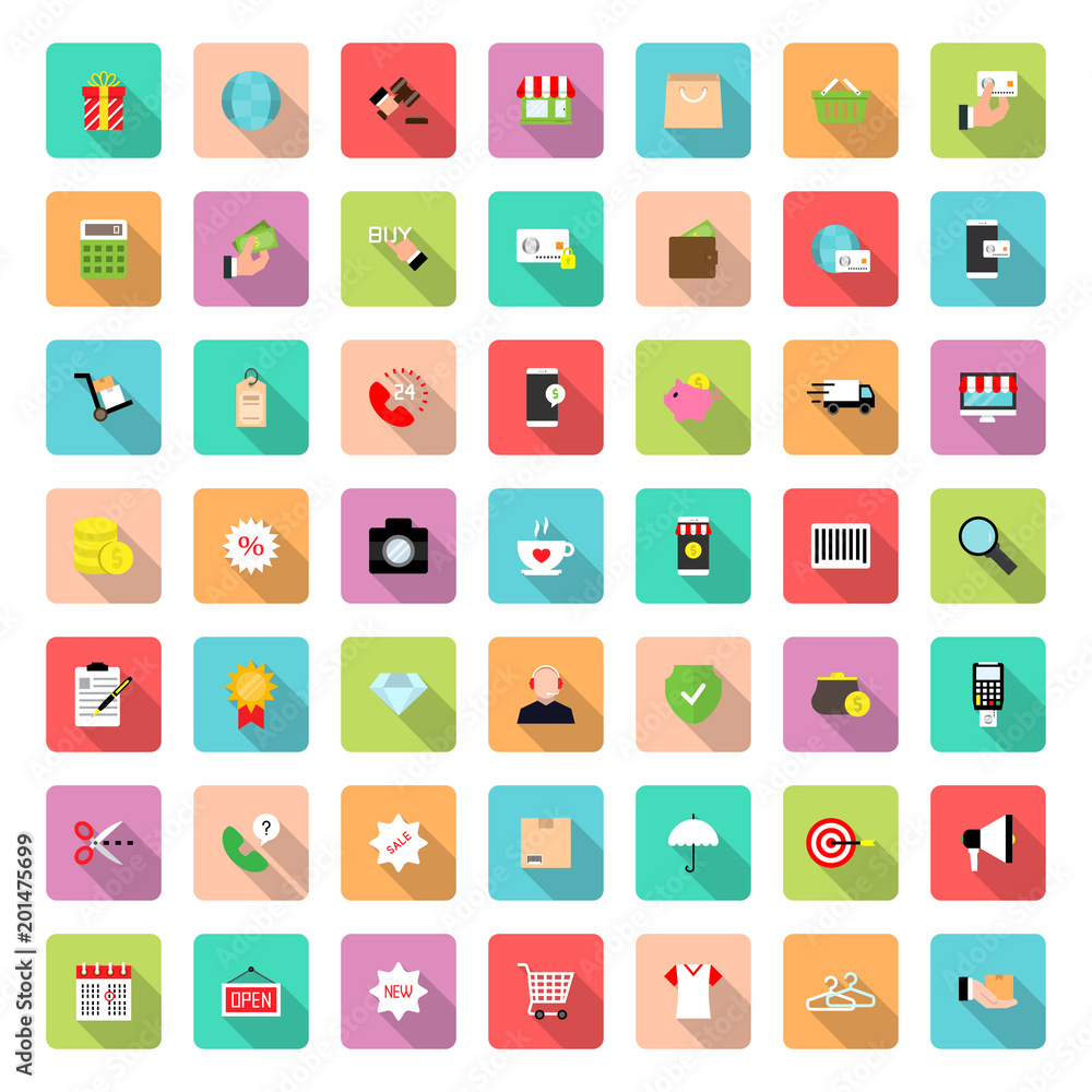 E-commerce,online shopping,business icon set in flat style with shadow. E-commerce,online shopping,business icon set in flat style with shadow.