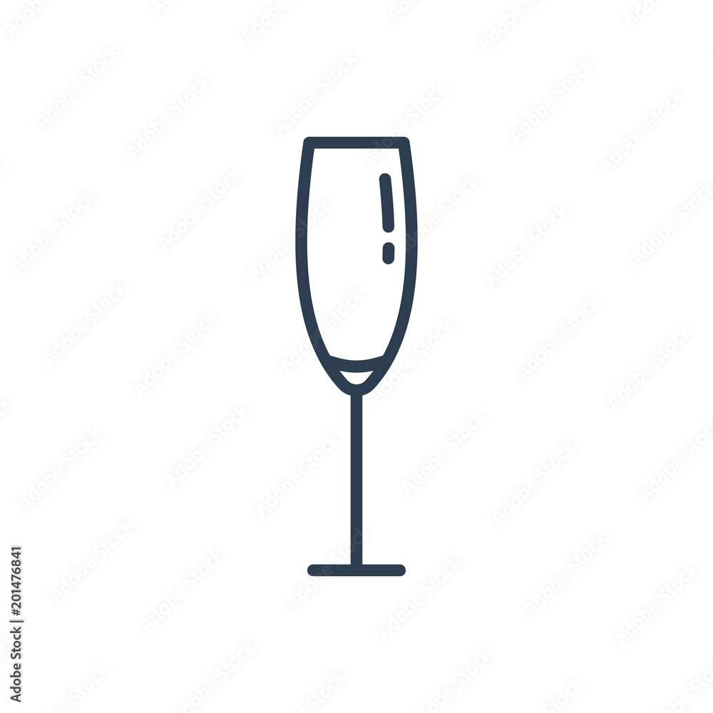 Linear icon of a glass of champagne. Linear icon of a glass of champagne.