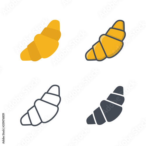 Croissant bakery food icon vector colored silhouette flat line