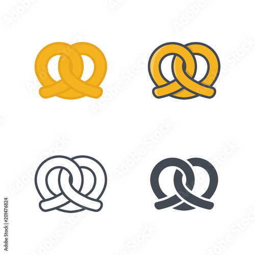 Pretzel bakery food icon vector colored silhouette flat line