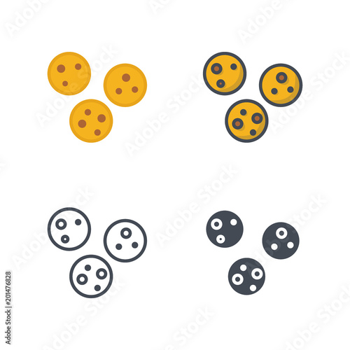 Cookie bakery food icon vector colored silhouette flat line © Maxchered