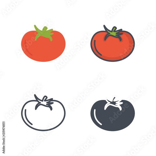 Tomato vegetables food icon vector colored silhouette flat line