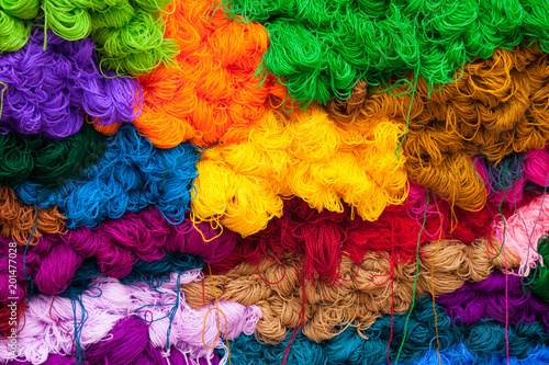 Many different colors of wool