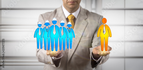 Vászonkép Mediator Balancing Five Workers And One Manager