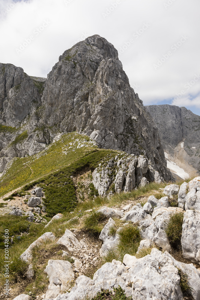 Mountain scenery in Durmitor National Park in Dinaric Alps, Montenegro