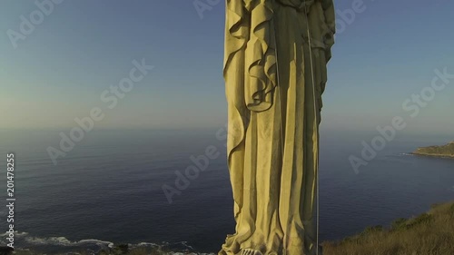 Statue à Saint Sebastien, Mont Urgull, Pays Basque, Drone photo