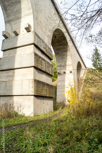 Arches and supports of the railway bridge near village Tokarevka Kaliningrad region. photo