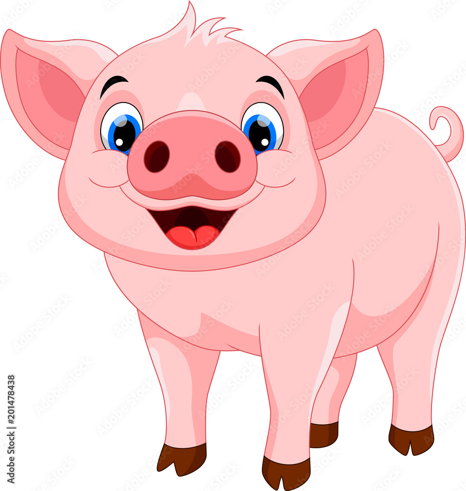 Vector illustration of cute pig cartoon isolated on white background