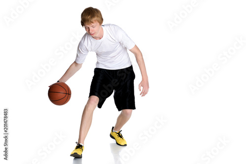 Well done guy with a ball for basketball