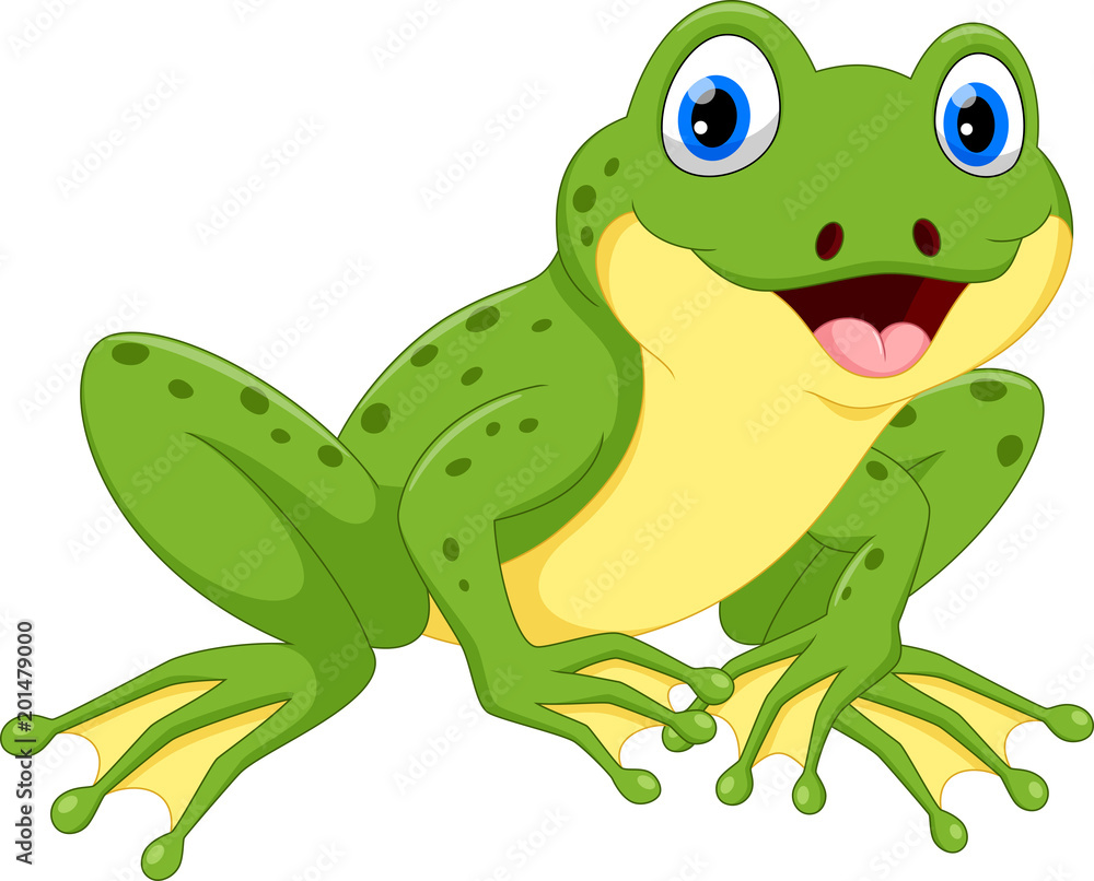 Obraz premium Ilustracja wektorowa ładny kreskówka żaba na białym tle