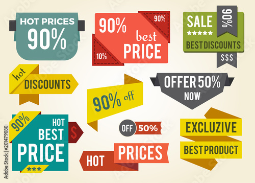Hot Prices Best Discounts Vector Illustration