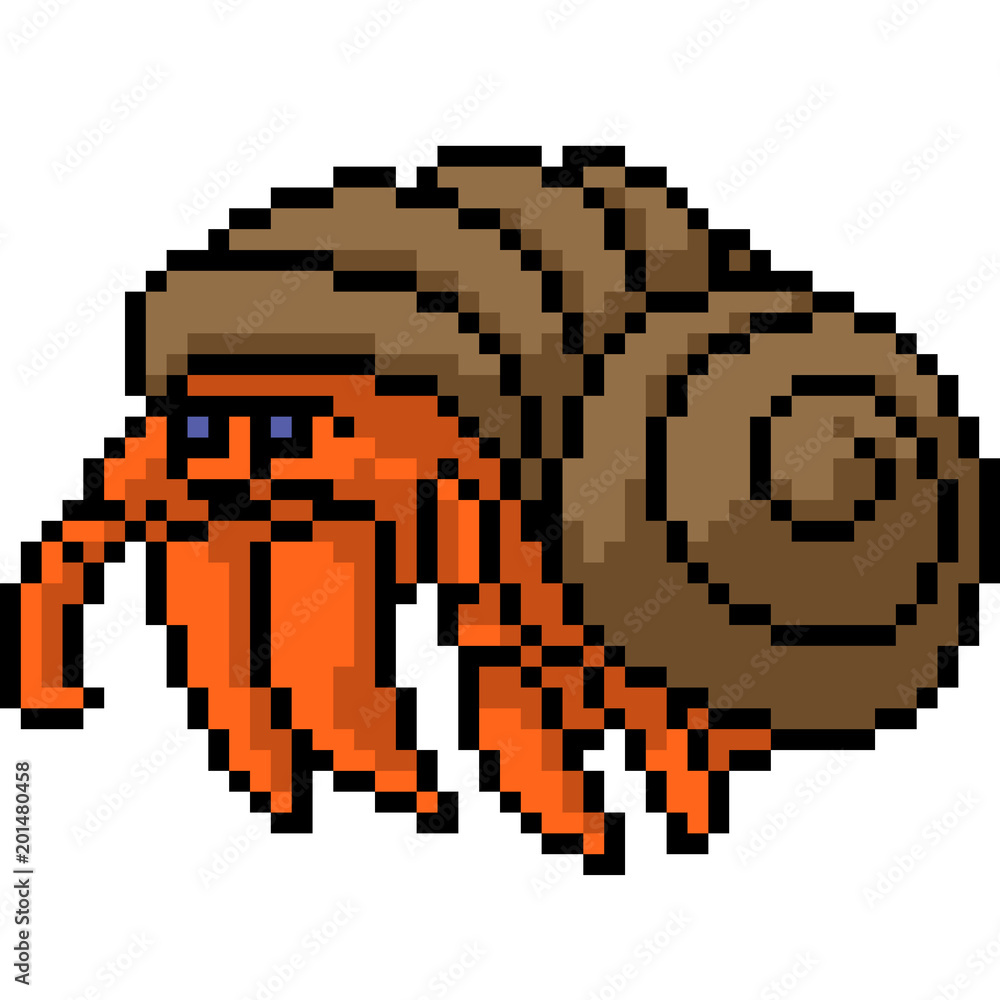 vector pixel art hermit crab