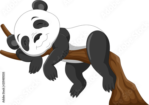 Fototapeta Naklejka Na Ścianę i Meble -  Cute baby panda sleeping on a branch