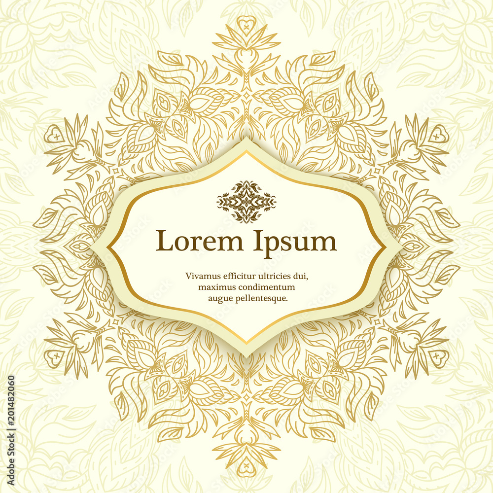 Golden background with classic arabic floral ornament Golden background with classic arabic floral ornament