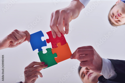 Business Connection Corporate Team Jigsaw Puzzle Concep © blicsejo