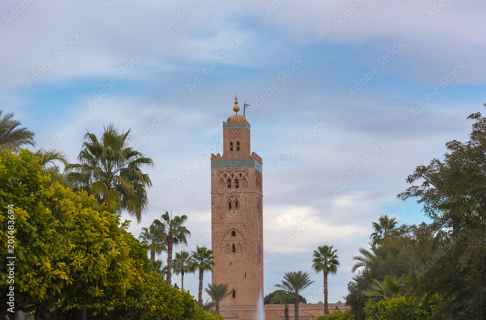 Fototapeta premium Amazing view of Koutoubia Mosque in Marrakech in Morocco