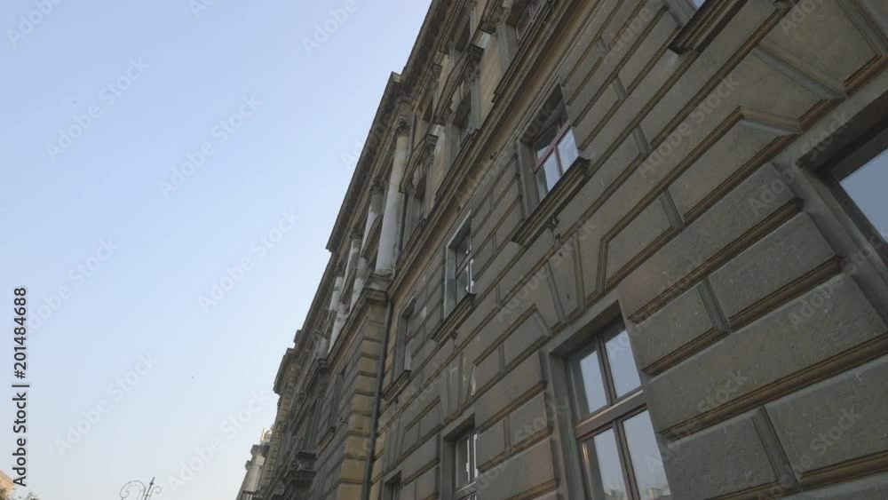 Low angle of a building facade Low angle of a building facade
