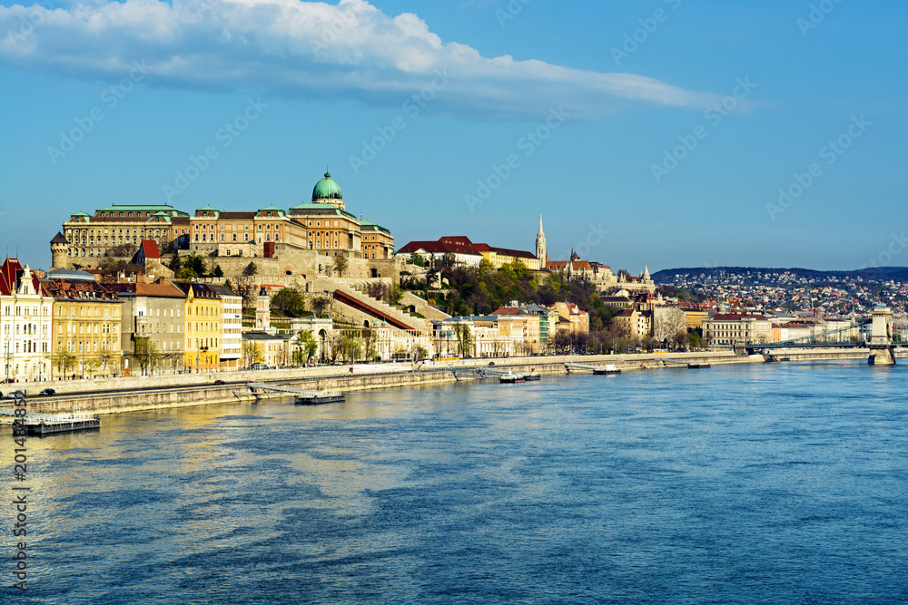 Buda side of Budapest city across the river, Royal Palace Buda side of Budapest city across the river, Royal Palace