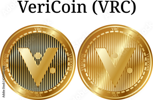 Set of physical golden coin VeriCoin (VRC) photo