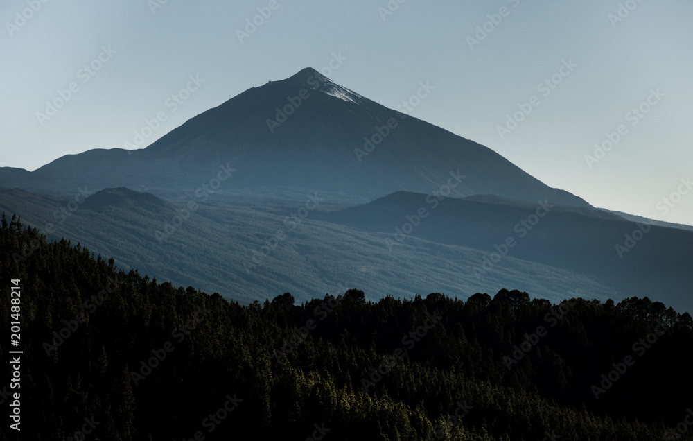 Fototapeta premium Sunset over Teide volcano in Tenerife, Canary island, Spain. Beautiful landscape.