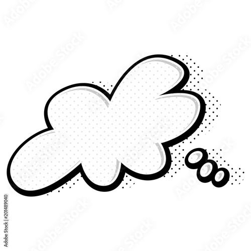 Comic speech bubble. Cartoon empty expression illustration of cloud with halftone dot background. Pop art style. Vector icon.