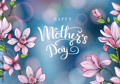 Happy mother's day. Greeting card with mother's day. Floral background. Vector illustration.