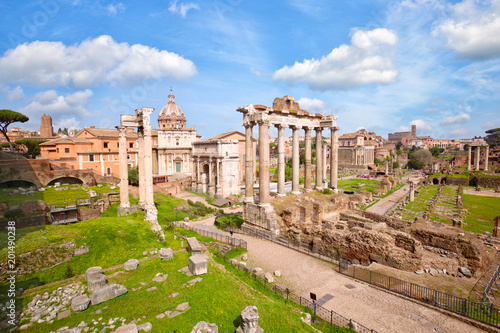 Roman Forum ancient ruins in Rome, Italy