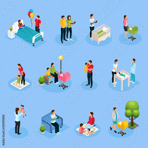 Isometric Newborn Elements Set