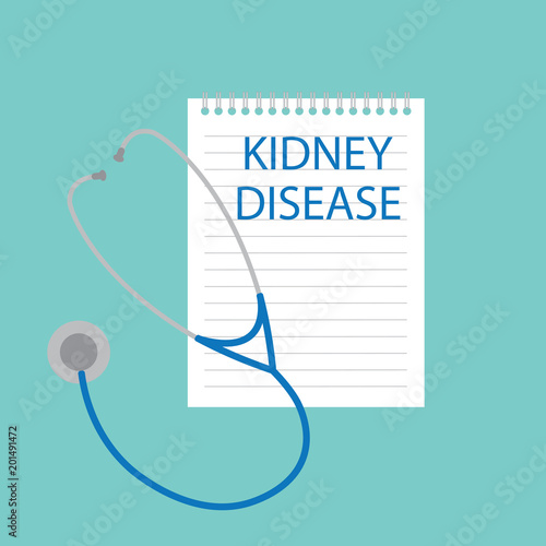 Kidney disease written in notebook- vector illustration