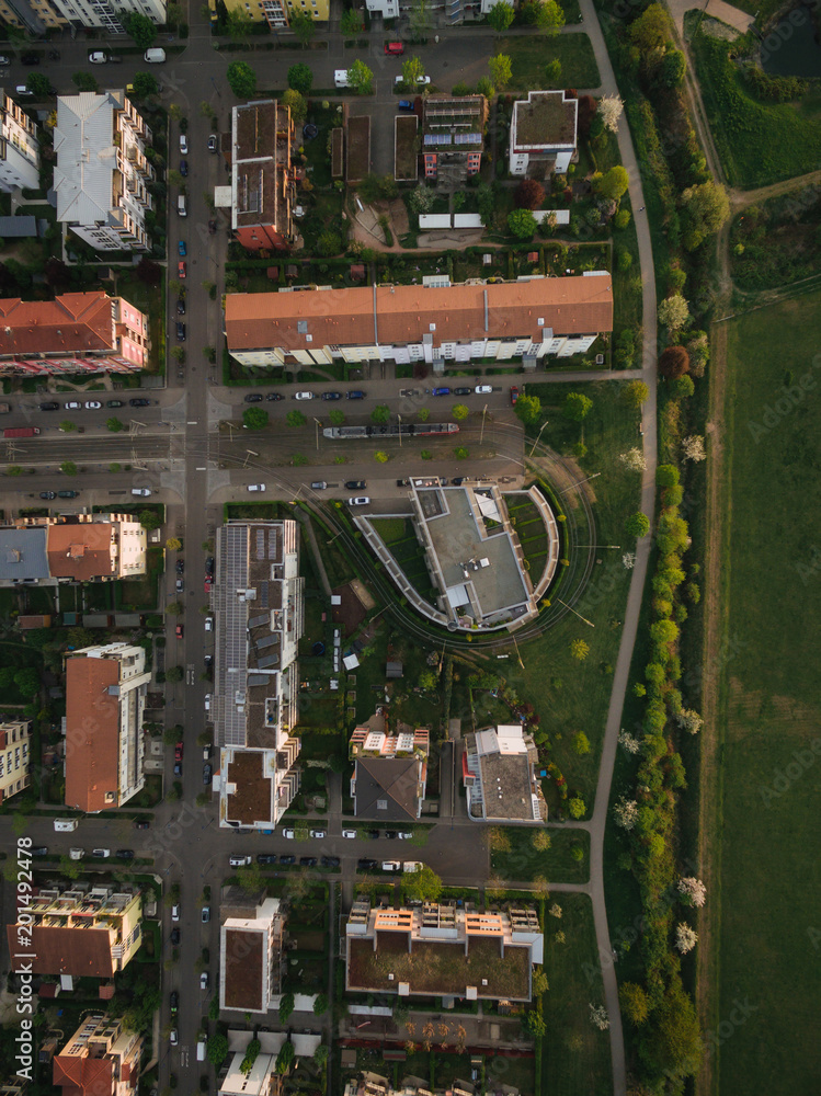 aerial view of streets of modern european city, Kyiv, Ukraine