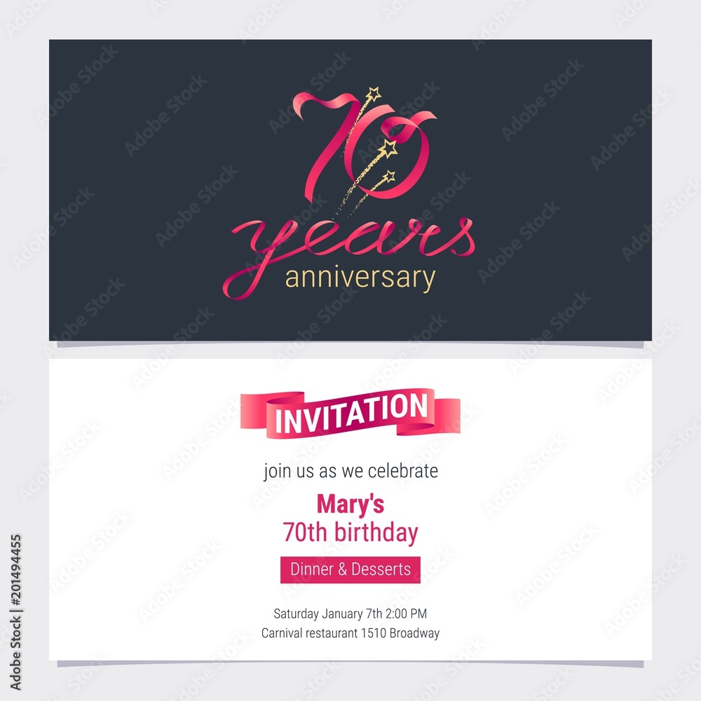 70 years anniversary invite vector illustration 70 years anniversary invite vector illustration