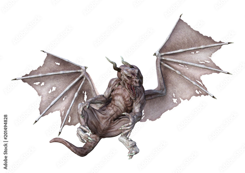 Fototapeta premium 3D Rendering Fantasy Vampire Dragon on White