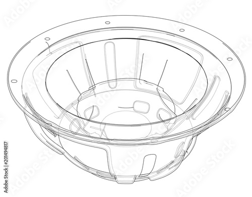 Outline subwoofer speaker. Vector