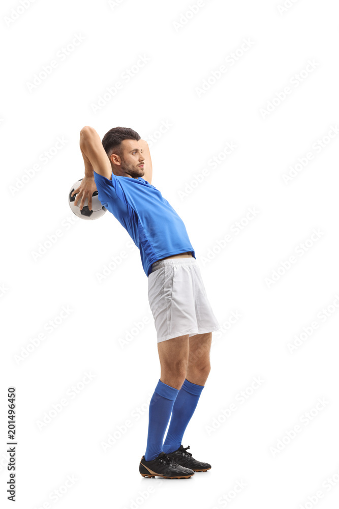 Soccer player taking a throw-in Soccer player taking a throw-in