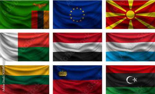 set wave country flag with shadows