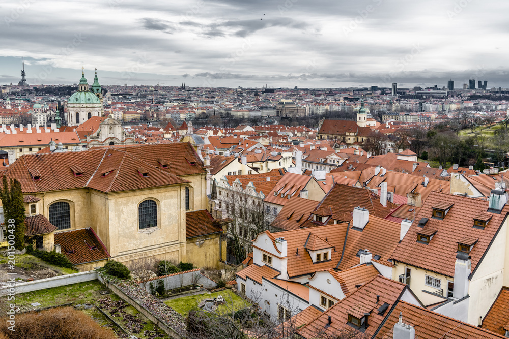 The roof and chimneys of the old Prague