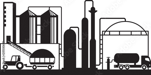 Production of biogas from agricultural sources - vector illustration photo