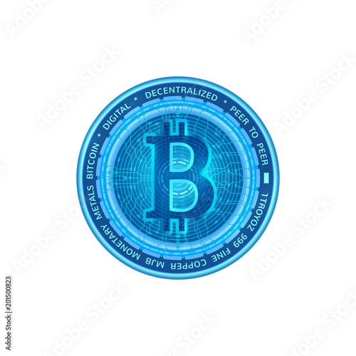 Crypto currency icoin on obverse isolated on white background. Vector illustration. Use for logos, print products, page and web decor or other design. photo