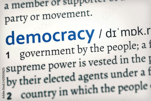 democracy blue word, focus on the concept (this version is in a different color)
