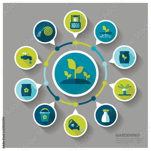 Garden Farm icons and agriculture infographics